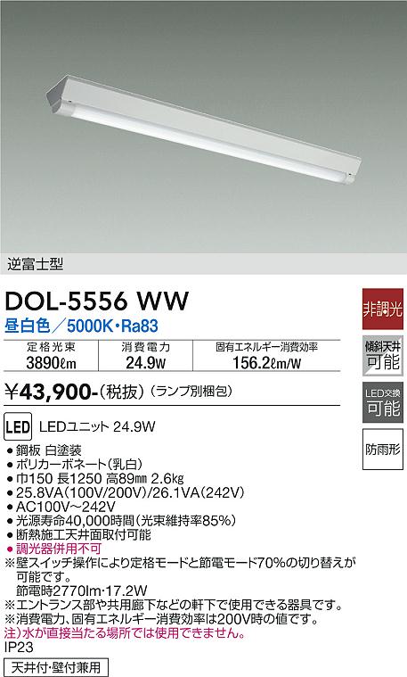 安心のメーカー保証【インボイス対応店】ポーチライト （ランプ別梱包） DOL-5556WW LED  大光電機 送料無料画像
