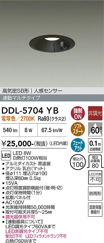 安心のメーカー保証【インボイス対応店】屋外灯 ダウンライト DDL5704YB LED  大光電機の画像