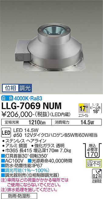 安心のメーカー保証【インボイス対応店】屋外灯 その他屋外灯 LLG-7069NUM LED  大光電機 送料無料画像