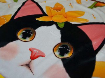 choo choo本舗　JETOY(ジェトイ)　猫のブランケット 白黒イエローフラワー画像
