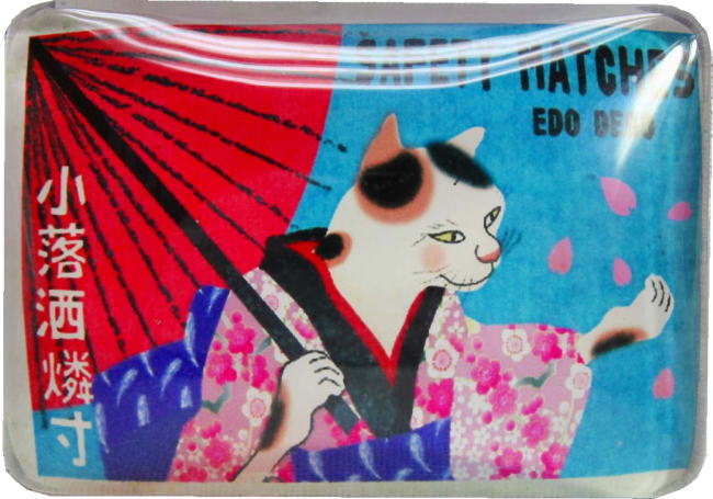 EDO DECO マッチラベルマグネット 桜猫画像