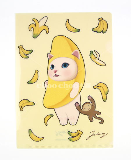 choo choo本舗　JETOY(ジェトイ)　猫のクリアフォルダー2 バナナ画像