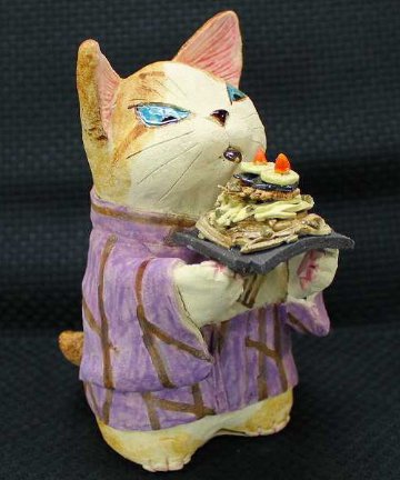 岡村洋子 作 瓦そば おそば屋さん 商店猫 ねこども 猫の焼き物たち 皿や器や招き猫画像