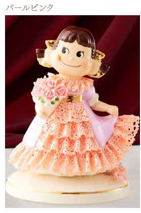 ペコちゃん レースドール パールピンク プレミアムセレクション 不二家 ペコちゃん ポコちゃん ペコポコ ミルキー TK名古屋人形製陶 テーケー名古屋人形製陶の画像