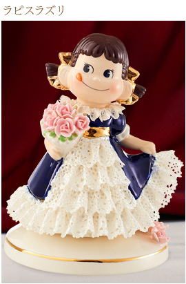 ペコちゃん レースドール ラピスラズリ プレミアムセレクション 不二家 ペコちゃん ポコちゃん ペコポコ ミルキー TK名古屋人形製陶 テーケー名古屋人形製陶の画像