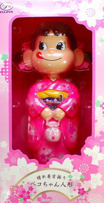晴れ着 首振り ペコちゃん人形 【新品同様品】 不二家 ペコちゃん ポコちゃん ペコポコ ミルキー 人形 首振りの画像