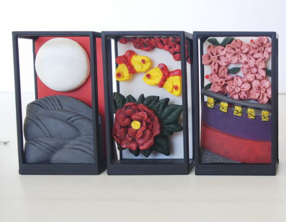 立体花札図鑑 全6種 薄に月 萩に猪 菊に杯 紅葉に鹿 桜に幕 牡丹に蝶 トイズキャビン カプセルトイ ガチャガチャ ガシャポン ガチャポンの画像