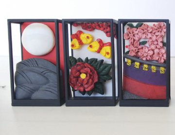 立体花札図鑑 全6種 薄に月 萩に猪 菊に杯 紅葉に鹿 桜に幕 牡丹に蝶 トイズキャビン カプセルトイ ガチャガチャ ガシャポン ガチャポンの画像