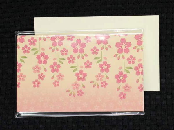 和柄　メッセージカード　枝垂れ桜　なんと1枚販売　京都くろちくの画像