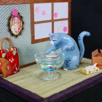 金魚鉢 猫　まめまめ工房 作の画像