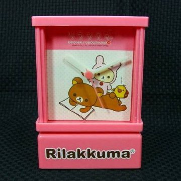 【サンエックス　リラックマ】　リラックマ　デスククロック ピンク時計　【未使用】画像