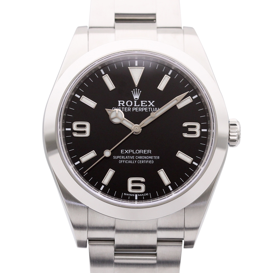 中古 ロレックス エクスプローラー 後期 214270 ブラック 保証書日付：2018.3の画像