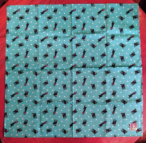 夢二　小風呂敷　黒猫/青緑の画像