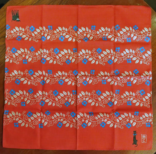 夢二　小風呂敷　黒猫/赤の画像