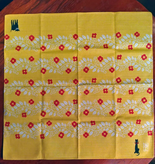 夢二　小風呂敷　黒猫/黄の画像