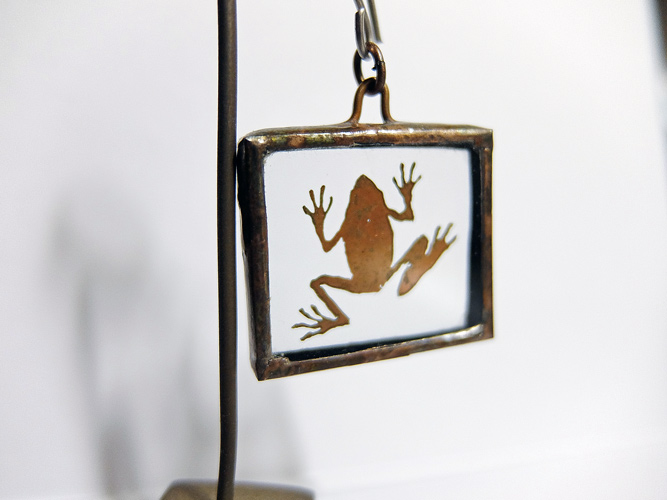 Copper pendant top Frog 蛙の画像