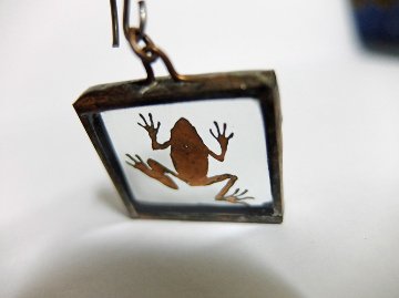 Copper pendant top Frog 蛙画像