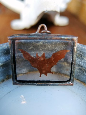 Copper pendaant top Bat 蝙蝠画像