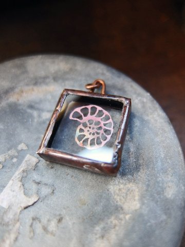 Copper Pendant top ,ammonite アンモナイト画像