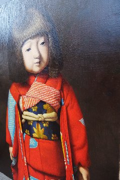 油絵　日本人形の画像
