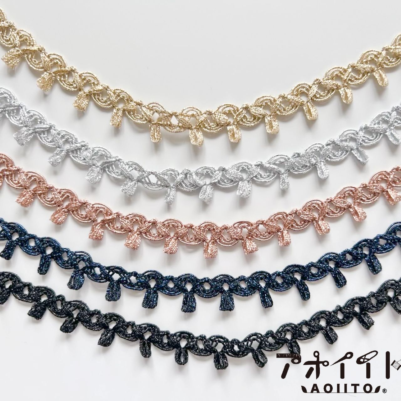 【719】15mmラメブレード｜日本製リボンループ柄ブレードの画像