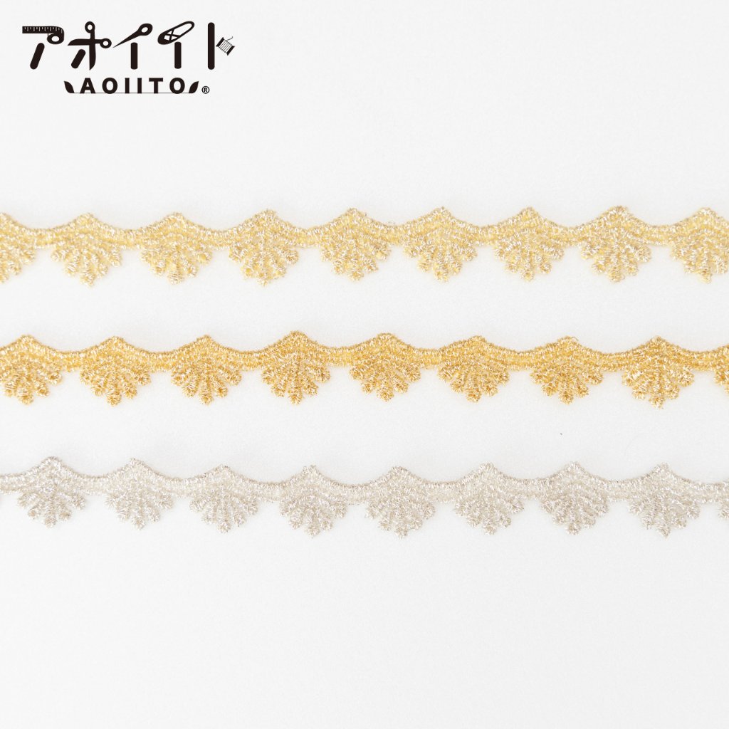 【501】ラメケミカルレース｜貝殻柄の刺繍レースの画像