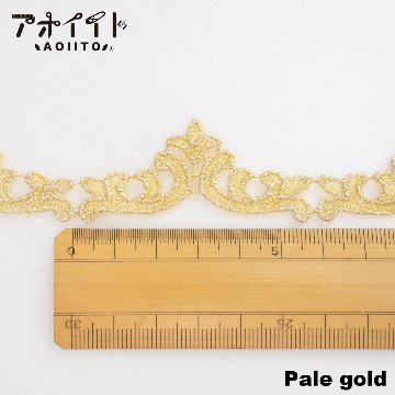 【505】ラメケミカルレース・ティアラ柄の刺繍モチーフレース画像