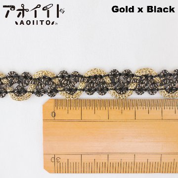 【710】11mmラメブレード・アラベスク柄B黒金ブレード画像