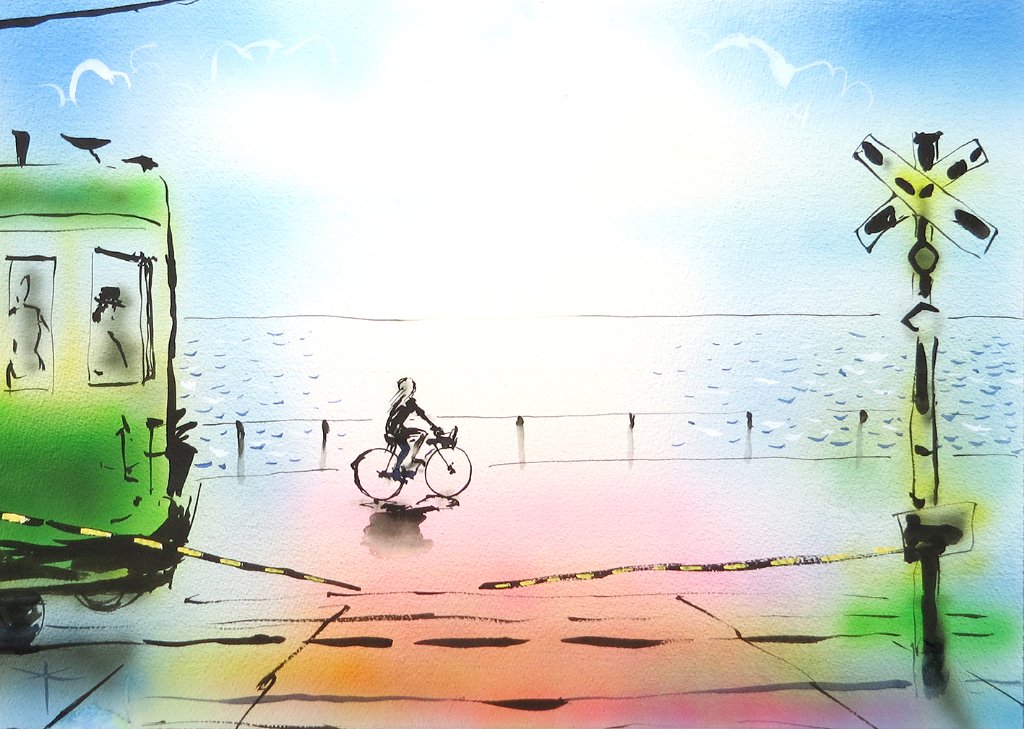 日坂踏切　＜原画＞の画像