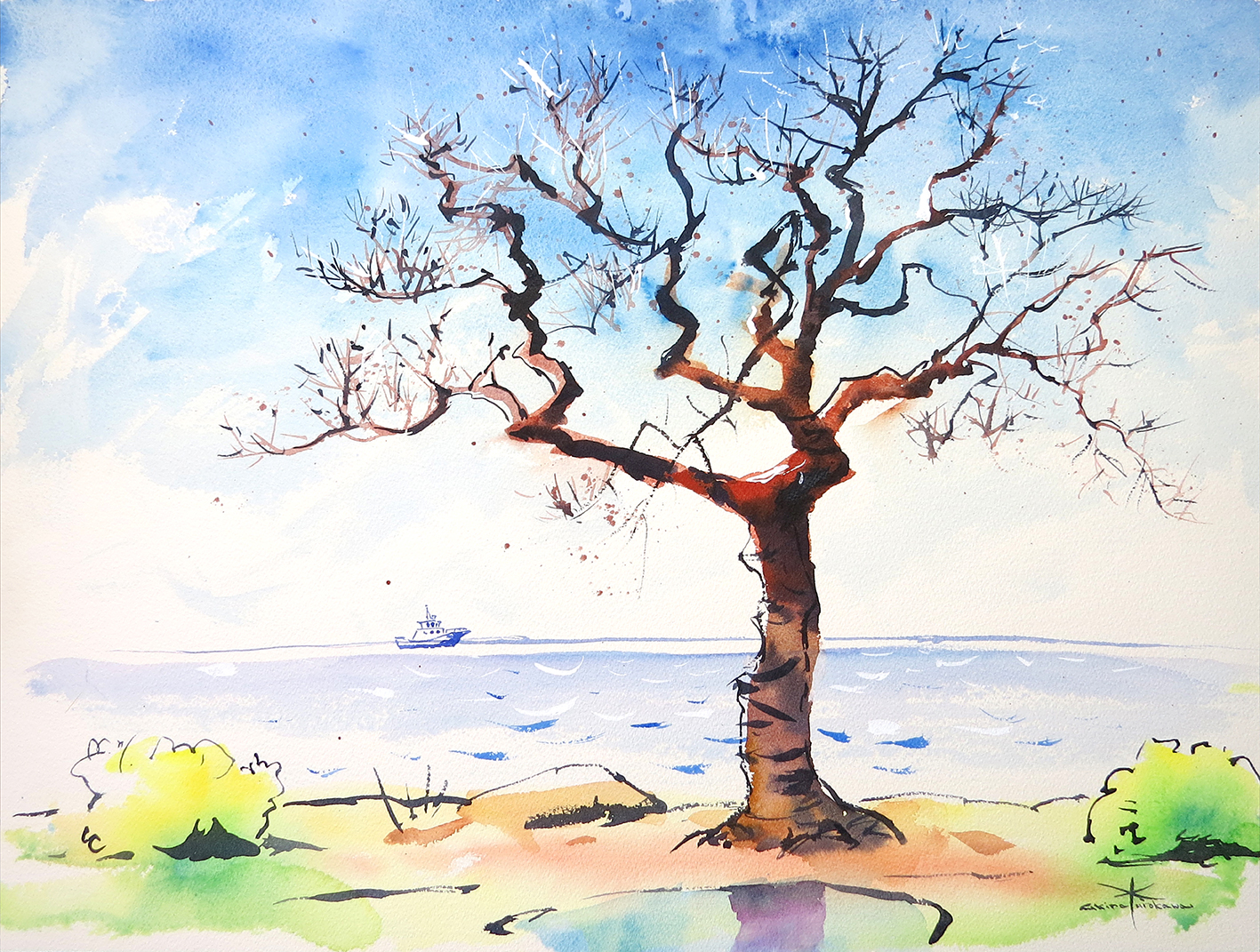 観音崎風景　＜原画＞の画像