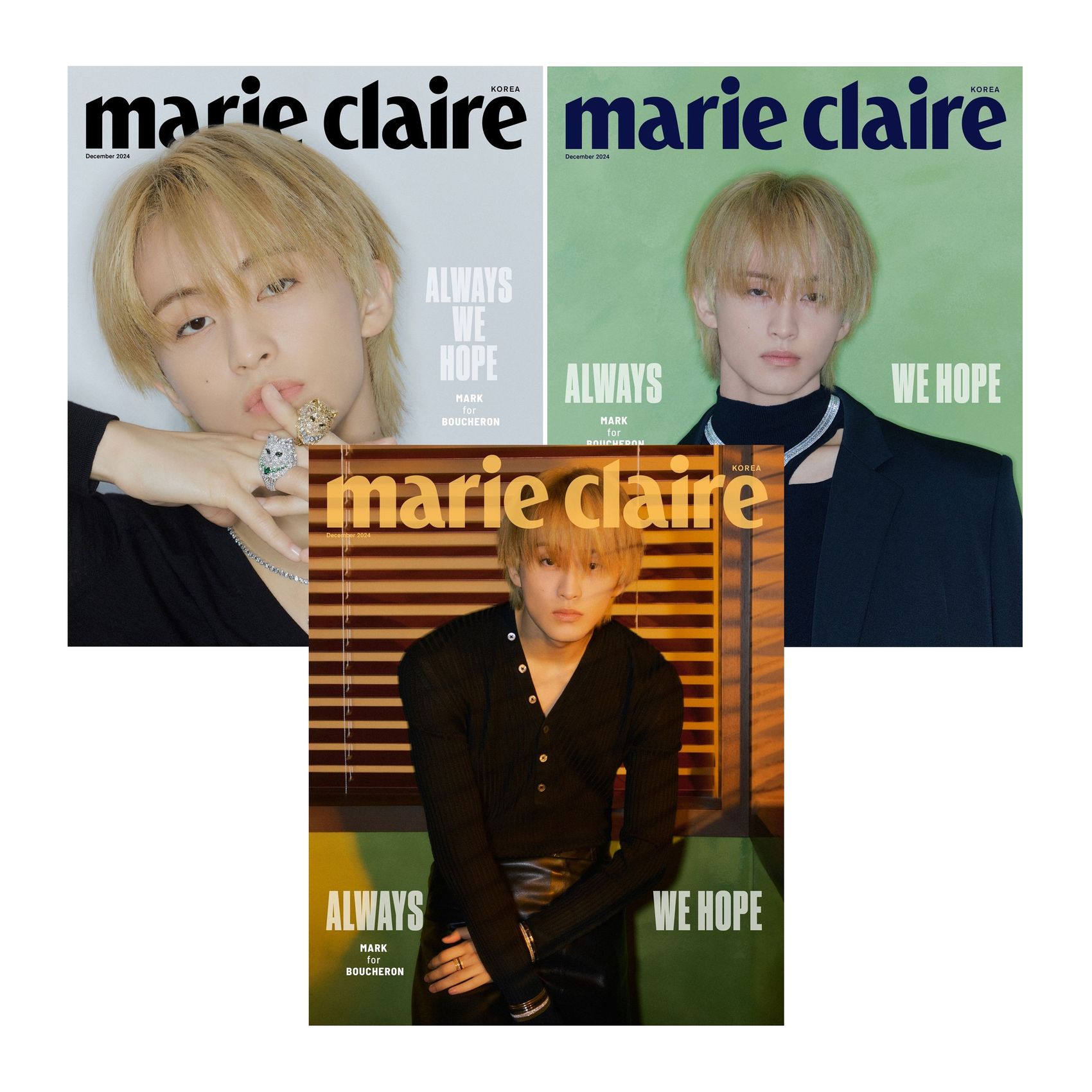 雑誌/ marie claire 2024年12月 ※表紙3種類ランダム発送 韓国版 NCT マーク：表紙！記事掲載！韓国雑誌の画像