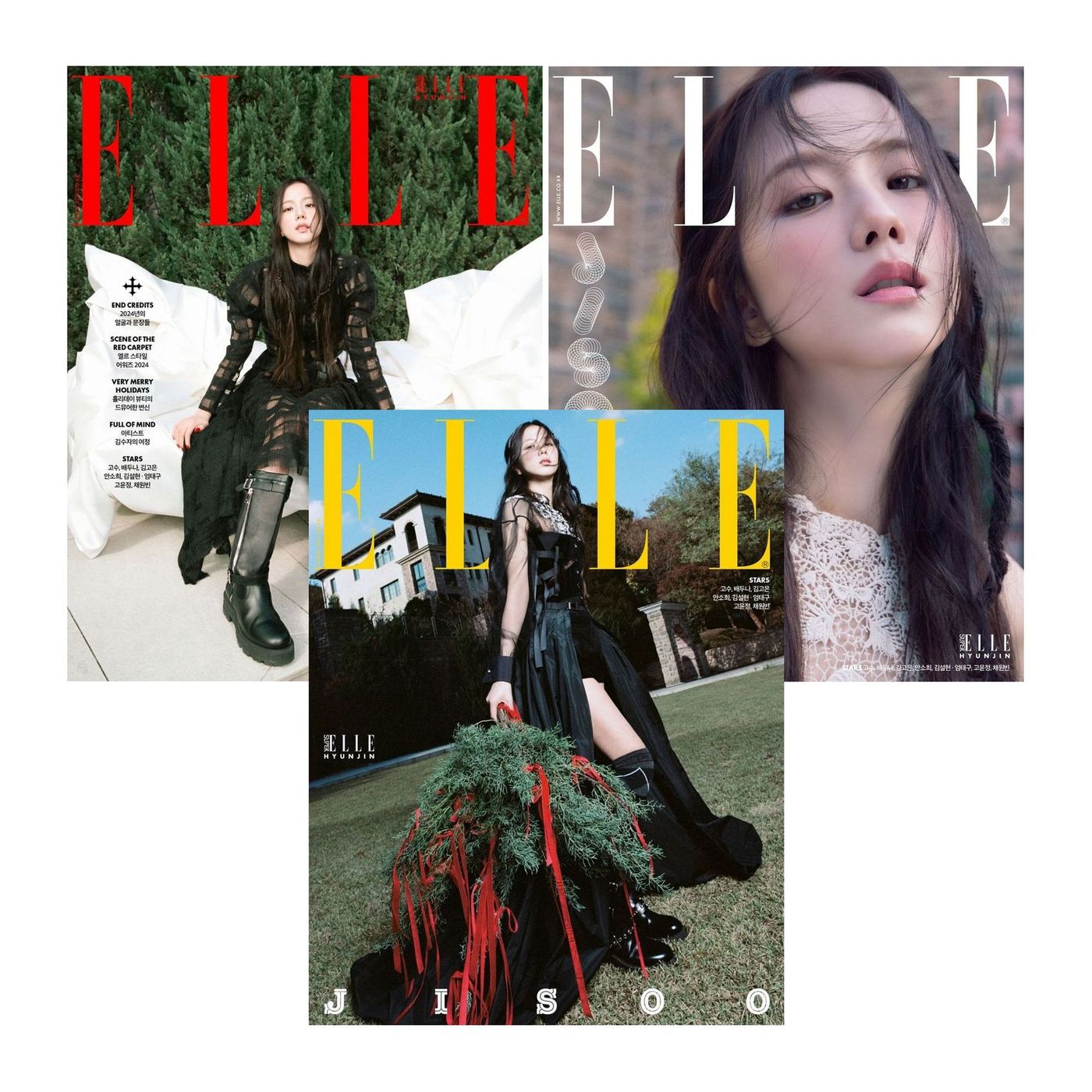 雑誌/ ELLE 2024年12月 ※表紙3種類ランダムで発送 韓国版 ジス：表紙！ジス、ペ・ドゥナ、コ・ス、キム・ゴウン、アン・ソヒ、ソリョン＆オム・テグ、コ・ユンジョン、チェ・ウォンビン、チョン・の画像