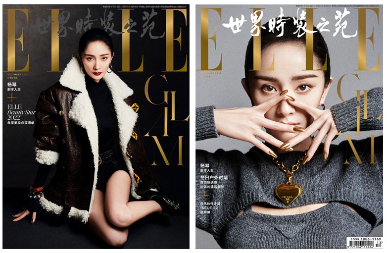 【メール便送料無料】雑誌/ ELLE世界時裝之苑 2022年12月 中国版　楊冪（ヤン・ミー）：両面表紙二種類ランダム発送！記事掲載！ エル　中国雑誌の画像