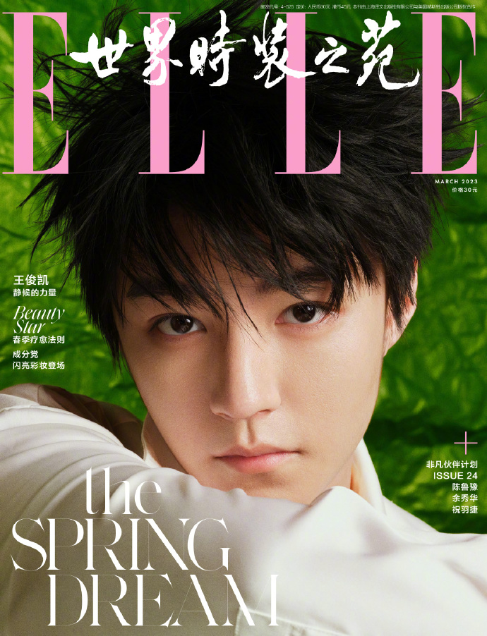 【メール便送料無料】雑誌/ ELLE世界時裝之苑 2023年3月 中国版　王俊凱（ワン・ジュンカイ / TFBOYS）：両面表紙！記事掲載！ エル　中国雑誌の画像