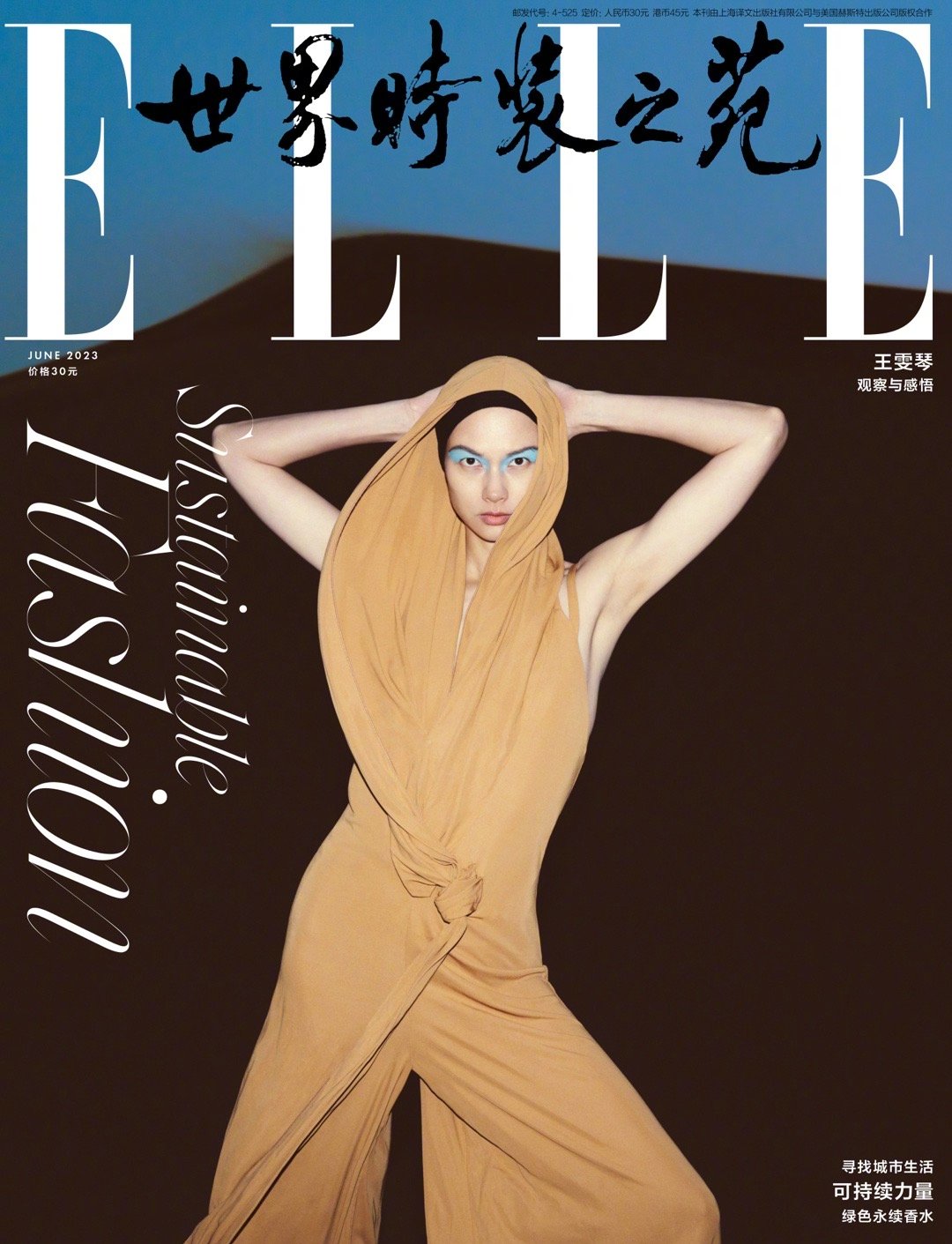 【メール便送料無料】雑誌/ ELLE世界時裝之苑 2023年6月 中国版　王雯琴（ワン・ウェンチン/Anna）：両面表紙！記事掲載！ エル　中国雑誌の画像