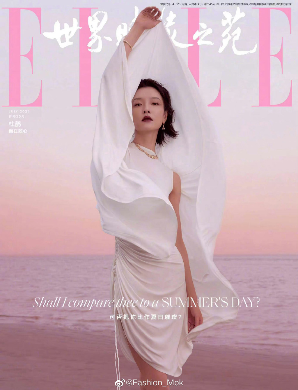 【メール便送料無料】雑誌/ ELLE世界時裝之苑 2023年7月 中国版　杜鵑（ドゥ・ジュアン）：両面表紙！記事掲載！ エル　中国雑誌の画像