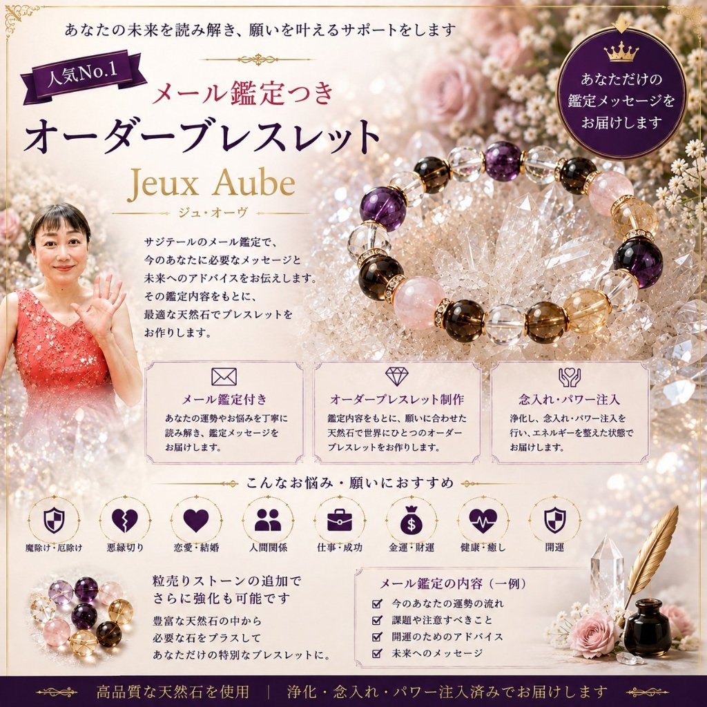 霊感オーラ占い師のメール鑑定付き】オーダーブレスレット｜天然石パワーストーン｜大阪心斎橋 ジュ・オーヴの画像