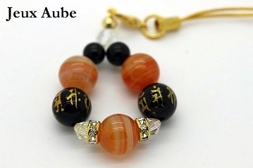 嫌いな人を遠ざける・悪縁切り・強力守護ストラップ｜サードオニキス・梵字オニキス・モリオン｜天然石パワーストーン通販 ジュ・オーヴの画像