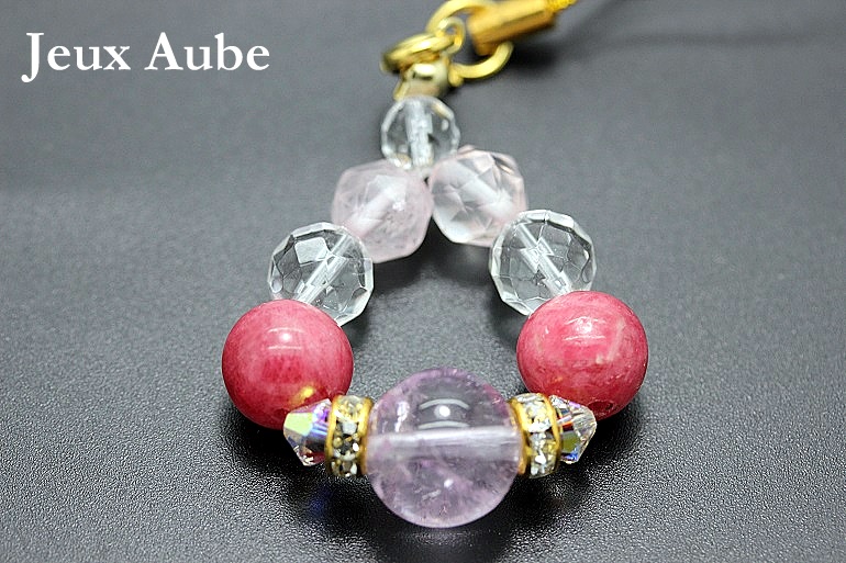 【完売】愛し愛される喜びをもたらす ライラッククンツァイト ロードナイト ストラップ 天然石パワーストーンの画像