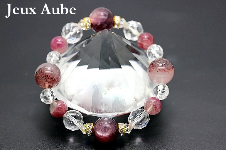 ＜完売＞現状突破！恋愛運アップ 自信と力を与えてくれる レピドライト カリュクス フレイヤ ファイアークォーツ ブレスレット 天然石 パワーストーン の画像