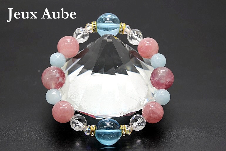 ＜完売＞望むを手に入れる！愛と富と美 ブルートパーズ ピンクトルマリンシリカ アモール ブレスレット 天然石 パワーストーン 通販 ジュ・オーヴの画像