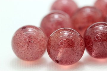 愛と美を司る赤い月 ― ブラッディムーン（ピンクエピドートインクォーツ） 約12.5mm 粒売り｜恋愛成就・魅力開花・自己再生 天然石パワーストーン通販 ジュ・オーヴの画像