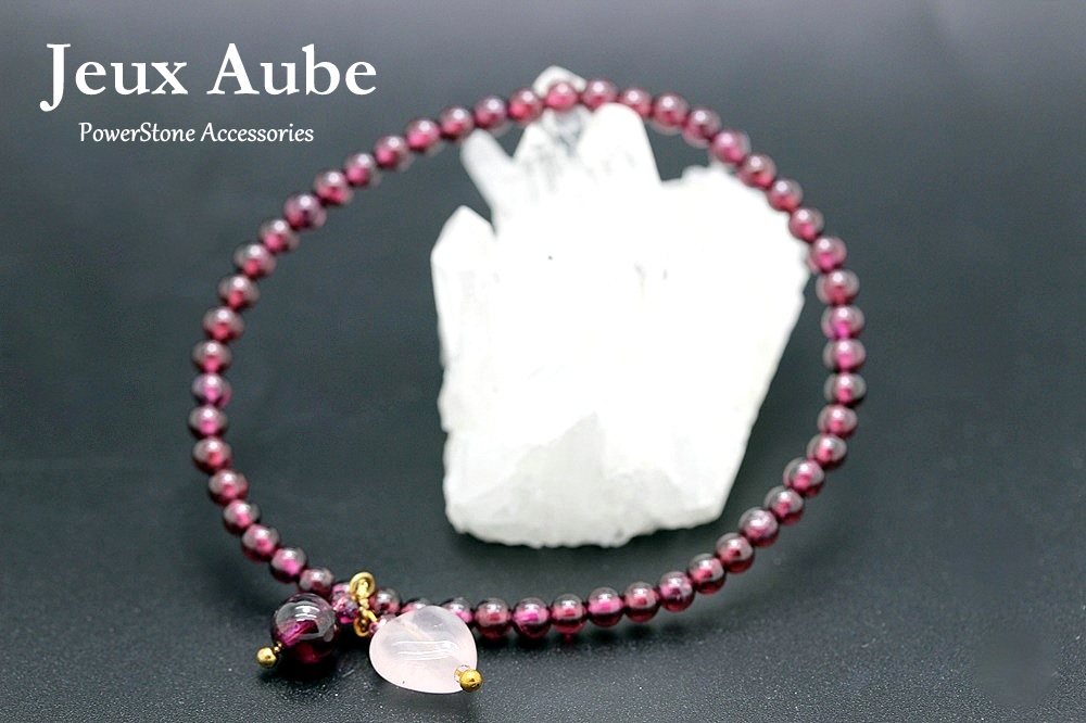 ＜完売＞勝利・収穫・恋愛成就・生命力アップ！ガーネット 約3.5ミリ 細身ブレスレット 天然石 パワーストーンの画像