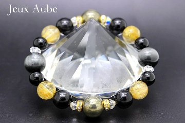黄金の金塊ブレスレットⅡ ― ゴールデンパイライト×タイチンルチル×イーグルアイ｜金運・財運・勝負運・ギャンブル運アップ 天然石パワーストーン通販 ジュ・オーヴの画像