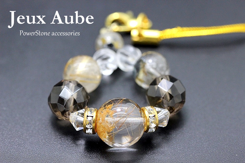 ＜完売＞財を溜め込む！幸せを逃さない！金運 財運 健康 長寿 ガーデンクォーツ ストラップ 天然石 パワーストーン 通販 ジュ・オーヴの画像