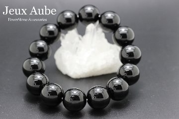周囲からの邪気を跳ね返す！ 最強パワーを秘めたチベット産モリオン（黒水晶）ブレスレット 大玉約15ミリ AAAAランク天然石 パワーストーンの画像