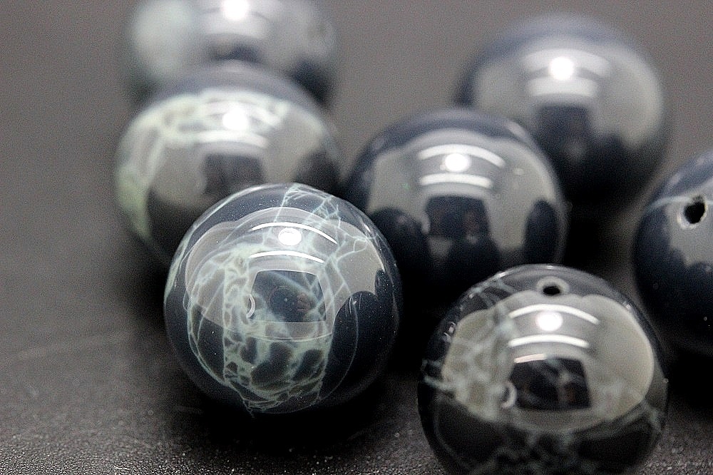 超大玉！スパイダーウェブオブシディアン（アトラクナクア）16mm 粒売り｜強靭な守護と攻撃性を持つ 天然石 パワーストーン 通販 ジュ・オーヴの画像