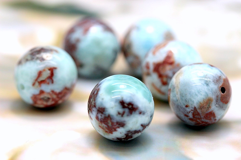 愛と平和の希少石！チョコレートラリマー 大玉 約14mm 粒売り 天然石 パワーストーン 癒しと魅力アップ 天然石 パワーストーン 通販 ジュ・オーヴの画像