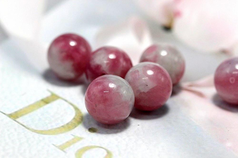 魅了する！愛と情熱をもたらす シャルマン（ルベライト入りピンクトルマリンシリカAAA） 約14〜14.5mm 大玉 粒売り 天然石 パワーストーン 通販 ジュ・オーヴの画像