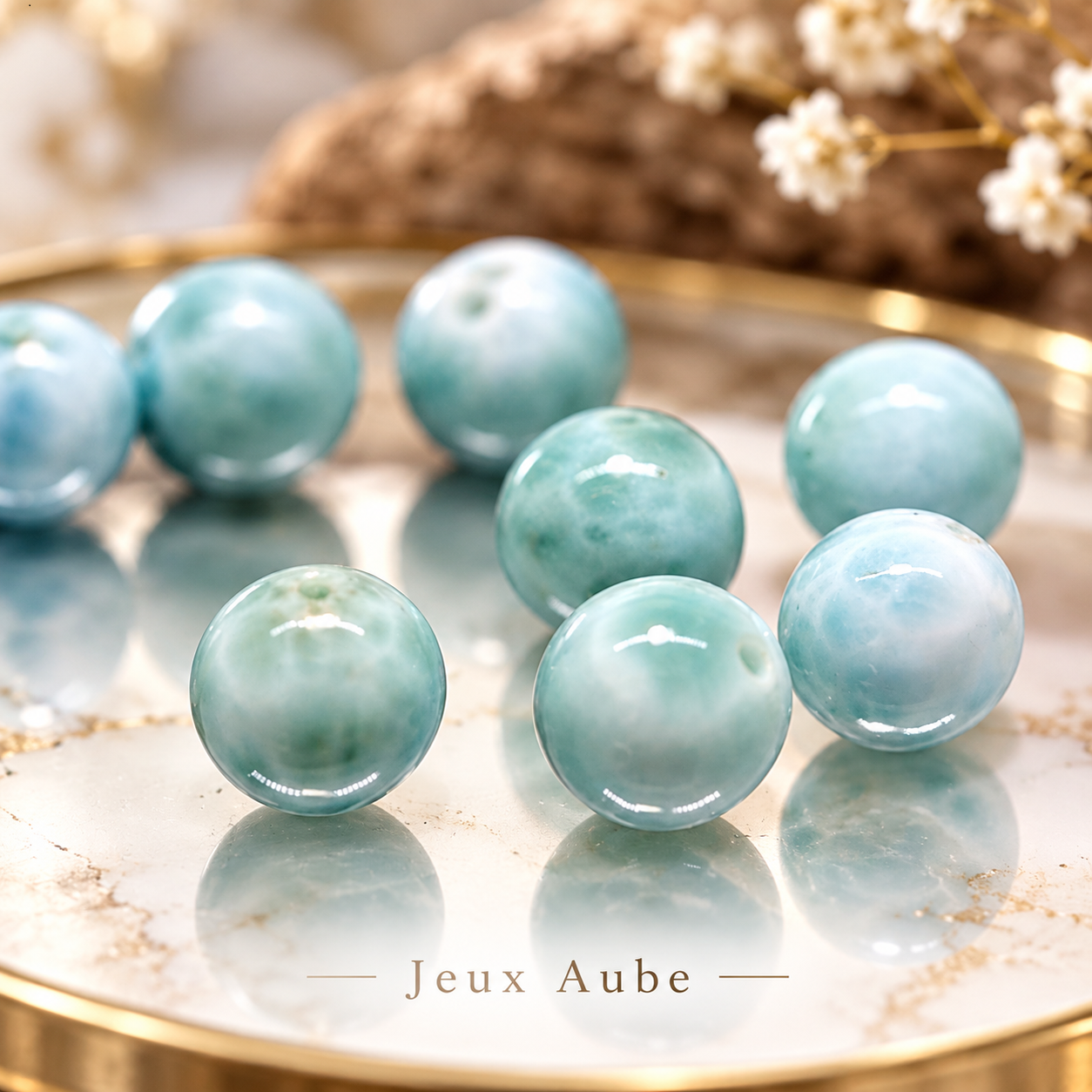 ラリマー 約8mm 小粒の天然石一覧｜淡いブルーと白い天然模様が美しい愛と平和・癒し・健康運のパワーストーン ジュ・オーヴ